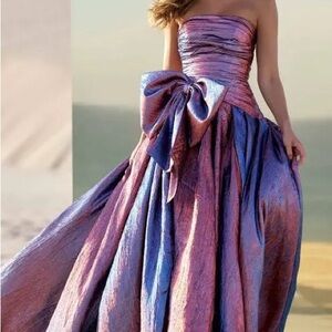 Sherri Hill strapless brocade gown Turquoise/coffee
slit SOLD OUT